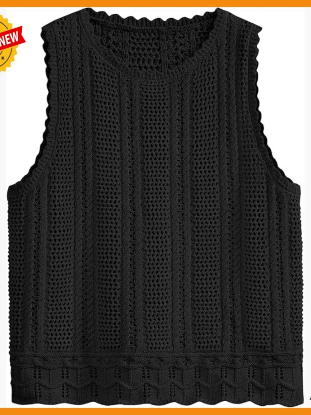 Crochet Sweater Vest Tank Top Cover Up Sleeveless Loose Fit Beach Resort